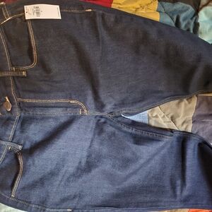 Old Navy Blue Relaxed Jeans with Textured Denim and Contrast Stitching Boot Cut